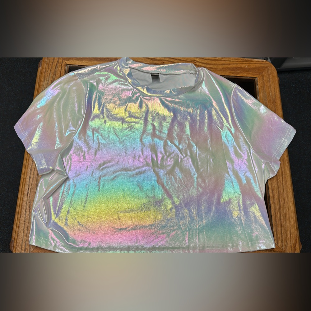 Iridescent White Crop Top